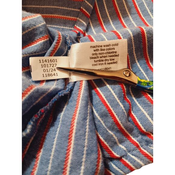 LANE BRYANT Blouse Top Plus‎ 16 XL Boho Peasant Flowy Natural Red White Blue - Picture 5 of 7